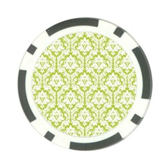 White On Spring Green Damask Poker Chip by Zandiepants