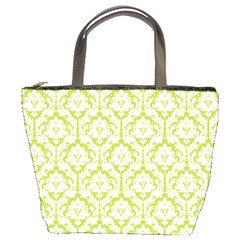 Spring Green Damask Pattern Bucket Bag by Zandiepants