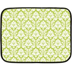 White On Spring Green Damask Mini Fleece Blanket (two Sided) by Zandiepants