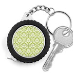 White On Spring Green Damask Measuring Tape Front