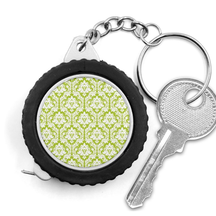 White On Spring Green Damask Measuring Tape