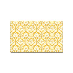 White On Sunny Yellow Damask Sticker (rectangle) by Zandiepants