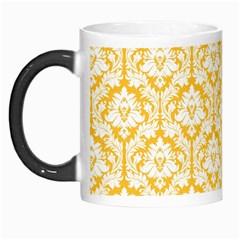 White On Sunny Yellow Damask Morph Mug by Zandiepants