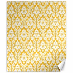 White On Sunny Yellow Damask Canvas 8  X 10  (unframed) by Zandiepants