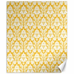 White On Sunny Yellow Damask Canvas 20  X 24  (unframed) by Zandiepants