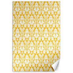 White On Sunny Yellow Damask Canvas 20  X 30  (unframed) by Zandiepants