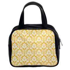 Sunny Yellow Damask Pattern Classic Handbag (two Sides) by Zandiepants