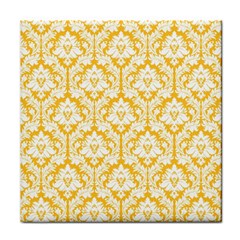 Sunny Yellow Damask Pattern Face Towel by Zandiepants