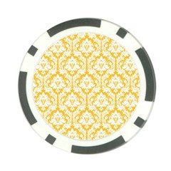 White On Sunny Yellow Damask Poker Chip (10 Pack) by Zandiepants