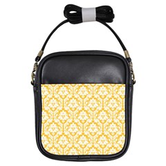 Sunny Yellow Damask Pattern Girls Sling Bag by Zandiepants