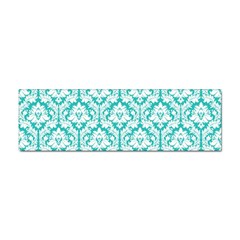 White On Turquoise Damask Bumper Sticker by Zandiepants