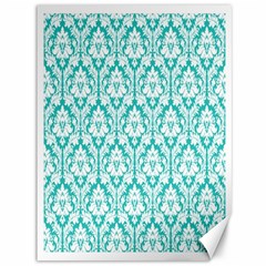 White On Turquoise Damask Canvas 36  X 48  (unframed) by Zandiepants