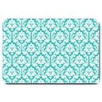 White On Turquoise Damask Large Door Mat 30 x20  Door Mat