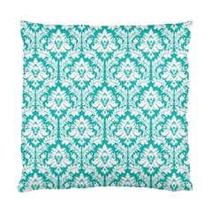 Turquoise Damask Pattern Standard Cushion Case (one Side) by Zandiepants