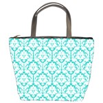 Turquoise Damask Pattern Bucket Bag Front