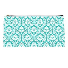 Turquoise Damask Pattern Pencil Case by Zandiepants