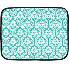 Turquoise Damask Pattern Double Sided Fleece Blanket (mini) by Zandiepants