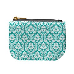 Turquoise Damask Pattern Mini Coin Purse by Zandiepants