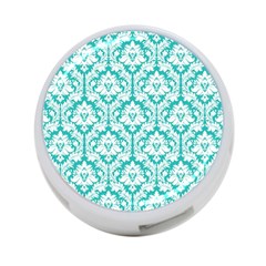 White On Turquoise Damask 4-port Usb Hub (two Sides) by Zandiepants