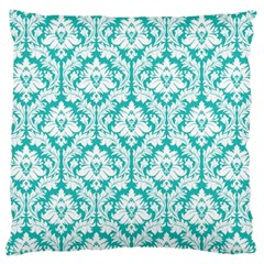 Turquoise Damask Pattern Large Cushion Case (two Sides) by Zandiepants