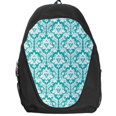 Turquoise Damask Pattern Backpack Bag by Zandiepants