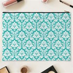 Turquoise Damask Pattern Cosmetic Bag (XXXL) Back