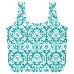 Turquoise Damask Pattern Full Print Recycle Bag (xl) by Zandiepants