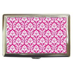 White On Hot Pink Damask Cigarette Money Case by Zandiepants