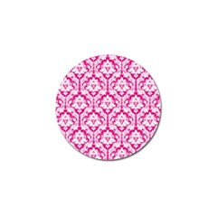 White On Hot Pink Damask Golf Ball Marker by Zandiepants