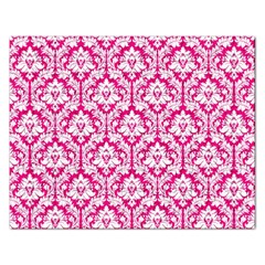 White On Hot Pink Damask Jigsaw Puzzle (rectangle) by Zandiepants