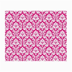 White On Hot Pink Damask Glasses Cloth (small, Two Sided) by Zandiepants