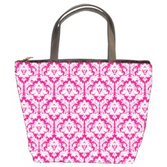 Hot Pink Damask Pattern Bucket Bag by Zandiepants