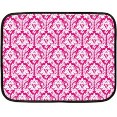 Hot Pink Damask Pattern Double Sided Fleece Blanket (mini) by Zandiepants