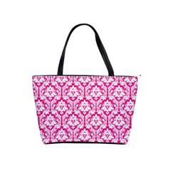 Hot Pink Damask Pattern Classic Shoulder Handbag by Zandiepants