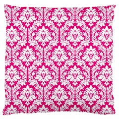 Hot Pink Damask Pattern Large Cushion Case (one Side) by Zandiepants