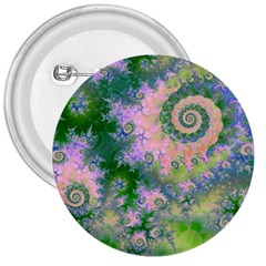 Rose Apple Green Dreams, Abstract Water Garden 3  Button by DianeClancy