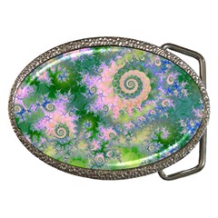 Rose Apple Green Dreams, Abstract Water Garden Belt Buckle (oval) by DianeClancy