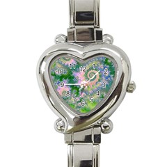 Rose Apple Green Dreams, Abstract Water Garden Heart Italian Charm Watch  by DianeClancy