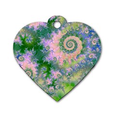 Rose Apple Green Dreams, Abstract Water Garden Dog Tag Heart (two Sided) by DianeClancy