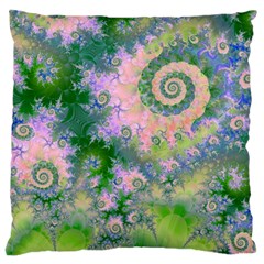 Rose Apple Green Dreams, Abstract Water Garden Large Cushion Case (single Sided)  by DianeClancy