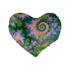 Rose Apple Green Dreams, Abstract Water Garden 16  Premium Heart Shape Cushion  by DianeClancy