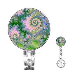 Rose Apple Green Dreams, Abstract Water Garden Stainless Steel Nurses Watch by DianeClancy