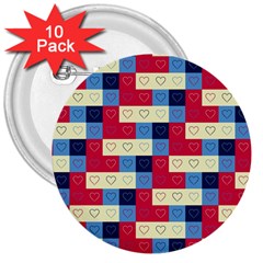 Hearts 3  Button (10 Pack) by Siebenhuehner