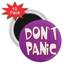 Purple Don t Panic Sign 2 25  Button Magnet (10 Pack) by FunWithFibro