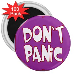 Purple Don t Panic Sign 3  Button Magnet (100 Pack) by FunWithFibro