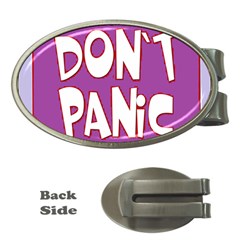 Purple Don t Panic Sign Money Clip (oval) by FunWithFibro