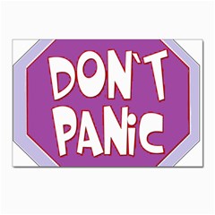 Purple Don t Panic Sign Postcards 5  X 7  (10 Pack) by FunWithFibro