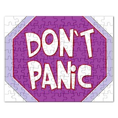 Purple Don t Panic Sign Jigsaw Puzzle (rectangle) by FunWithFibro