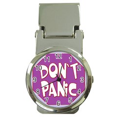 Purple Don t Panic Sign Money Clip With Watch by FunWithFibro