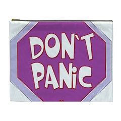 Purple Don t Panic Sign Cosmetic Bag (xl) by FunWithFibro